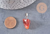 Pendentif agate naturelle support acier inoxydable platine 35mm,Pendentif bijoux pierre naturelle, x1 G5160