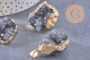 Pendentif agate noire druzy naturelle 30mm, x1 (G2567)