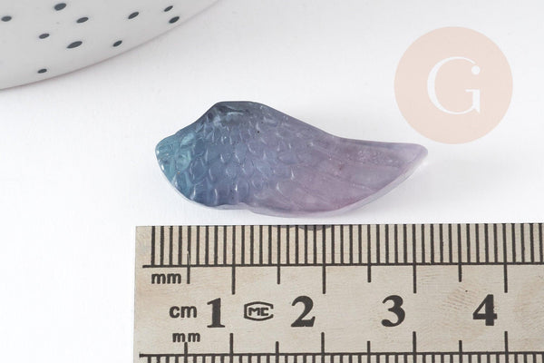 Pendentif aile fluorite, pendentif en pierre naturelle, fluorite naturel pour création bijoux 31mm, x1 (G4045)