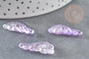 Pendentif aile verre violet clair 24.5mm ,pendentif verre pour création bijoux, x10 (G5830)