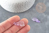 Pendentif aile verre violet clair 24.5mm ,pendentif verre pour création bijoux, x10 (G5830)