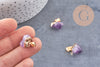 Pendentif améthyste violette brute, , support doré, création bijoux, pierre naturelle, 25mm, x1 (G2498)