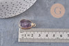 Pendentif améthyste violette, fournitures créatives, pendentif pierre, support doré, 25mm, x1 G1044