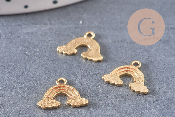 Pendentif arc-en-ciel laiton doré 18k 10.5mm,Pendentif doré pour création de bijoux, x1 (G5983)