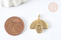 Pendentif avec support cabochon rond acier inoxydable 304 doré IP 20mm, x1 (G7565)
