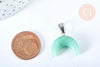 Pendentif aventurine verte lune acier inoxydable 18-19mm, pendentif pierre acier inoxydable, bijou pendentif pierre naturelle, x1 (G6997)