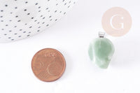 Pendentif aventurine verte naturelle roulé acier inoxydable platine 15-35mm, x1 (G4403)