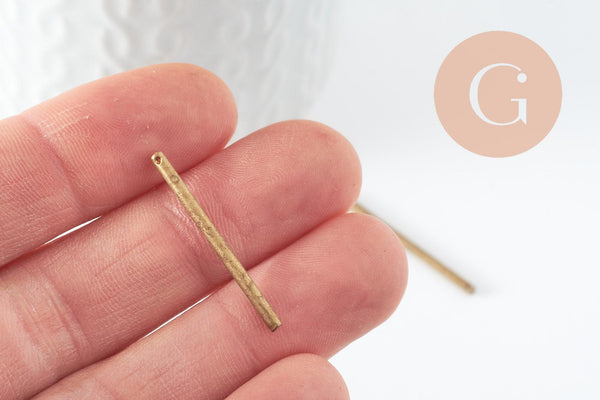 Pendentif barre ronde laiton brut 50mm, X10 (G1913)