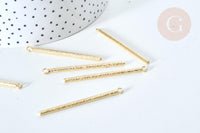 Pendentif barre sablée zamac doré 53.5mm, fourniture dorée pour création bijoux DIY, x2 G7855