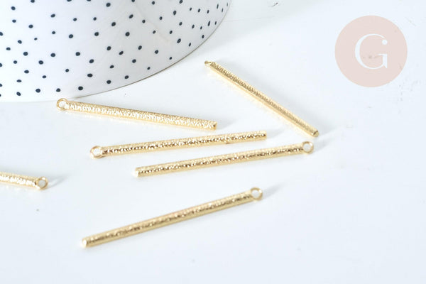Pendentif barre sablée zamac doré 53.5mm, fourniture dorée pour création bijoux DIY, x2 G7855