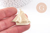 Pendentif bateau laiton brut 36mm, x2 (G10148)