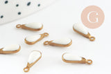 Pendentif breloque goutte laiton brut émail blanc 11mm, x10 (G0808)