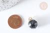 Pendentif bulle verre transparent cristal noir 22mm, x1 (G8101)