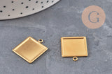 Pendentif carré cabochon laiton brut, x2 (G11038) VALIDE