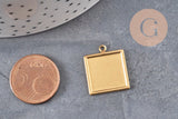 Pendentif carré cabochon laiton brut, x2 (G11038) VALIDE