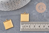 Pendentif carré cabochon laiton brut, x2 (G11038) VALIDE