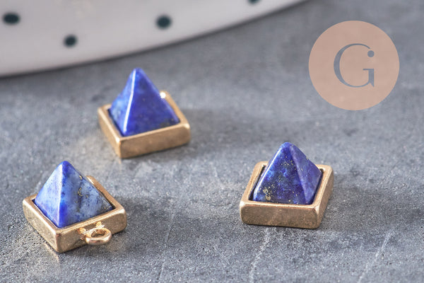 Pendentif carré lapis Lazulis, pendentif pierre,lapis naturel, pierre bleue,pierre naturelle,8mm, x2 (G0932)