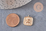 Pendentif carré lune protecteur chance en laiton zircon 18K 19mm, x1 (G10559)