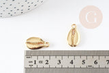 Pendentif cauri zamac doré 20mm, pendentif création bijoux x5 (G1314)