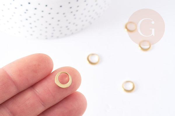 Pendentif cercle acier 304 inoxydable doré 10mm, x5 (G2895)