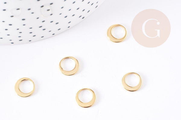 Pendentif cercle acier 304 inoxydable doré 10mm, x5 (G2895)