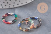 Pendentif cercle coloré acetate, perle plastique,connecteur plastique,21.5mm, x2 ou x10 (G2084)