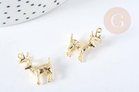 Pendentif cerf laiton doré 19mm, création de bijoux, pendentif cerf, pendentif laiton doré, laiton doré, 19mm x1 G8871