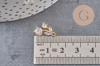 Pendentif cerise doré zircon blanc 14 mm, x1 (G7567)