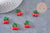 Pendentif cerise fruit rouge verre artisanal 15-19mm, x5 (G1967)