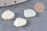 Pendentif charm coquillage nacre blanche naturelle ,pendentif coquillage nacre, 10mm, x5 (G4623)