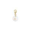 Pendentif charm initiale rond nacre blanche lettre, pendentif alphabet x1 (G9397)