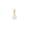 Pendentif charm initiale rond nacre blanche lettre, pendentif alphabet x1 (G9397)