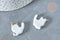 Pendentif chat porcelaine blanc doré laiton platine 24mm, pendentif pour fabrication bijoux, x1 (G8062)