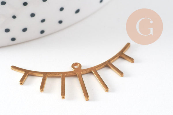 Pendentif cils laiton brut, fournitures pour bijoux, laiton brut,pendentif minimaliste ,bijoux moderne,x 2 36x18mm,G3230