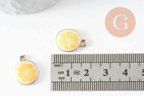 Pendentif citron doré zamac doré 17mm, x5 (G5273)