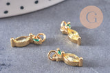 Pendentif citron laiton doré 12mm, x1 (G10283)