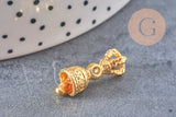 Pendentif cloche tibétaine Dorje Vajra laiton doré,breloque laiton brut,pendentif laiton brut,22mm, x1 (G4459)