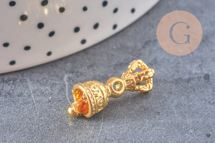 Pendentif cloche tibétaine Dorje Vajra laiton doré,breloque laiton brut,pendentif laiton brut,22mm, x1 (G4459)