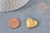 Pendentif coeur 304 inoxydable acier doré 19mm, pendentif création bijoux amour x1 G3279