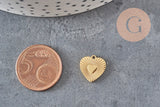 Pendentif coeur acier 316 inoxydable doré IP 12mm, x1 (G11360)-Breloques et pendentifs-Gingerlily Perles