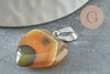 Pendentif coeur agate jaune acier argenté, pendentif pierre agate naturelle jaune,création bijoux en pierre naturelle, 23mm, x1 G3989