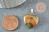 Pendentif coeur agate jaune acier argenté, pendentif pierre agate naturelle jaune,création bijoux en pierre naturelle, 23mm, x1 G3989