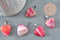 Pendentif coeur agate naturelle rose acier argenté 23mm, x1 (G4050)