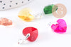 Pendentif coeur cristal coloré facetté fer argenté 19.5mm, x1 (G10656)