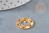 Pendentif coeur évidé acier 201 doré inoxydable 21mm, x1 (G4829)