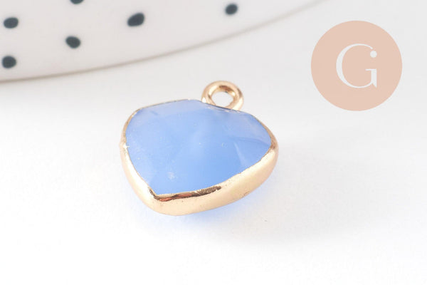 Pendentif coeur jade bleu facettes 17mm, x1 (G4042)