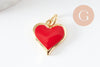Pendentif coeur laiton doré 20K émaillé 14mm, x1 (G3570)