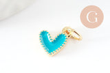 Pendentif coeur laiton doré émaillé,pendentif doré,coeur doré, pendentif laiton doré,9mm, x5 (G2409)