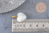 Pendentif coeur nacre blanche naturelle laiton doré 19mm, x1 (G1066)