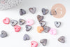 Pendentif coeur nacre naturelle multicolore 12mm, x 10 (G1855)